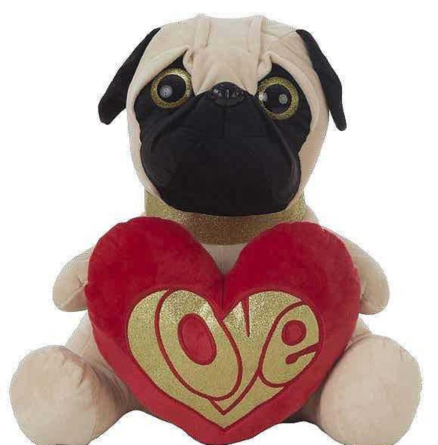 Peluches Creaciones Llopis | Pug Dog Coraz N Peluche 48Cm