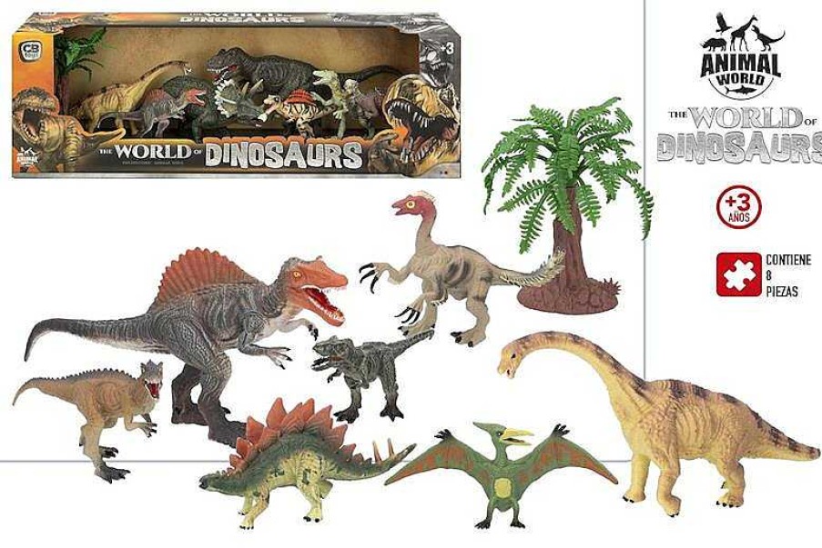 Figuras De Acci N Color Baby | Set Dinosaurios Animal World 8 Piezas