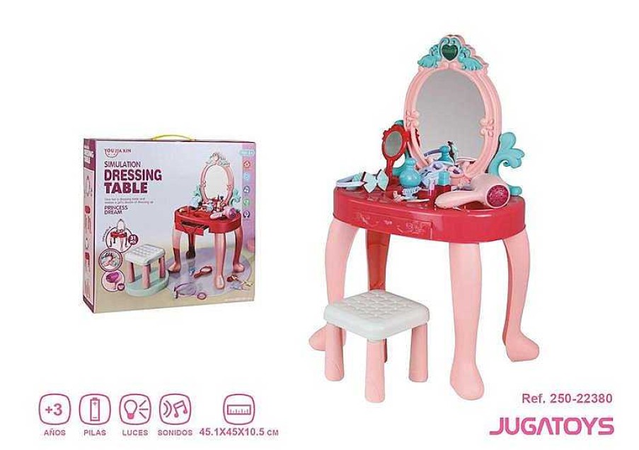 Juegos De Belleza JugaToys | Tocador Con Espejo, Banqueta Y Accesorios.