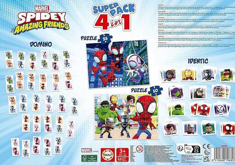 Puzzles Educa Borrás | Superpack Juegos De Mesa Y Puzzles Infantiles Spidey