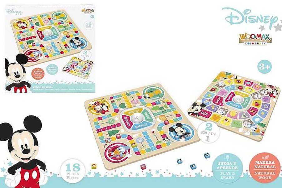 Juegos De Mesa Color Baby | Juego Mesa De Madera Mickey 2 En 1