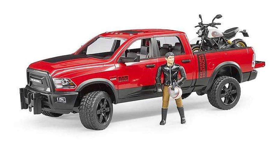 Veh Culos De Juguete Bruder | Coche Ram 2500 Power Wagon Con Moto Y Piloto Promising Bruder