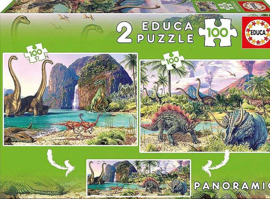 Puzzles Educa Borrás | Puzzle 2X100 Dino World Educa