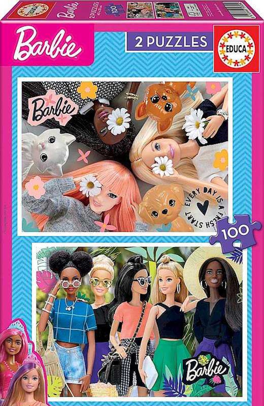 Puzzles Educa Borrás | 2 Puzzles 100 Piezas Barbie