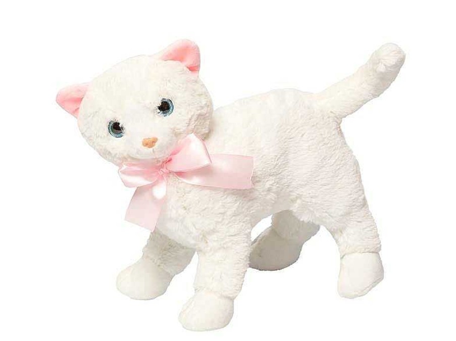 Peluches Beatriz | Peluche Gato Blanquita Con Lazo Rosa Artesan As Beatriz