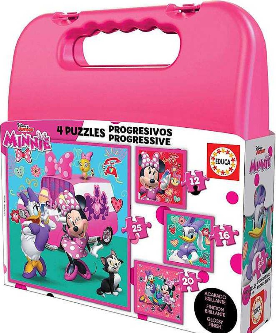 Puzzles Educa Borrás | Maleta Puzzles Progresivos Minnie Happy Helpers De Educa