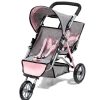 Mu Ecas Reig | Silla Gemelar Mu Eca Jogger 3 Ruedas Gris/Rosa