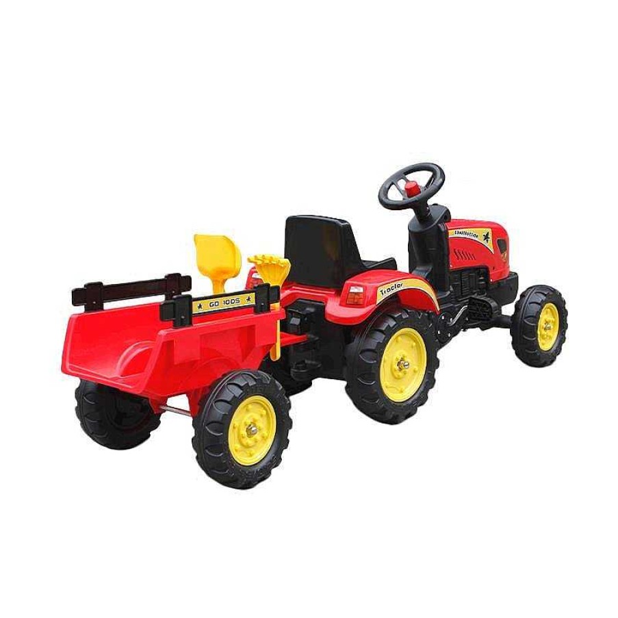 Coches El Ctricos Infantiles Ociotrends | Tractor A Pedales Con Remolque