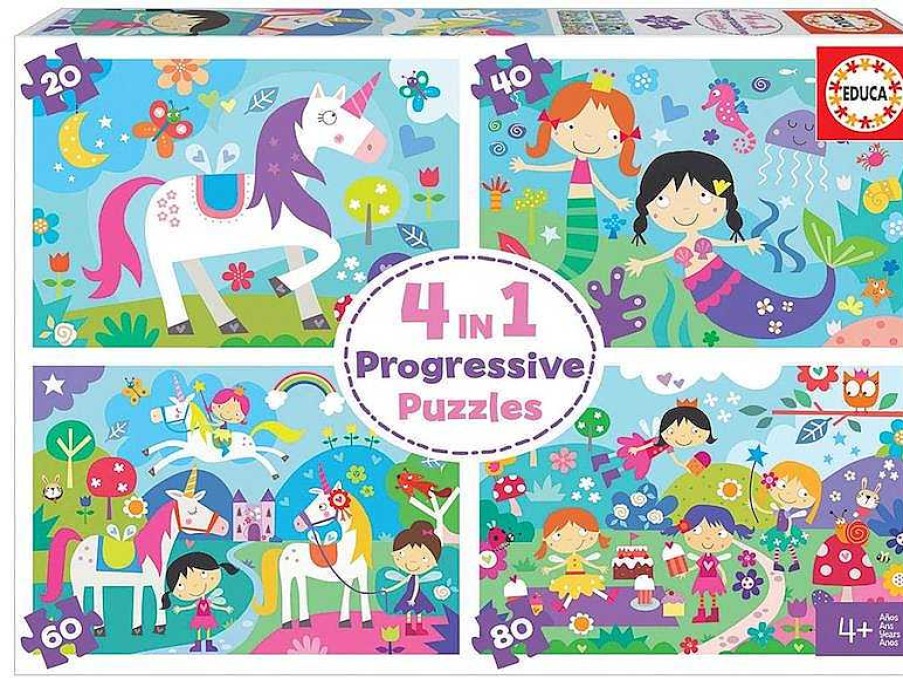 Puzzles Educa Borrás | Puzzle Progresivo Infantil 4 En 1 Mundo De Fantas A