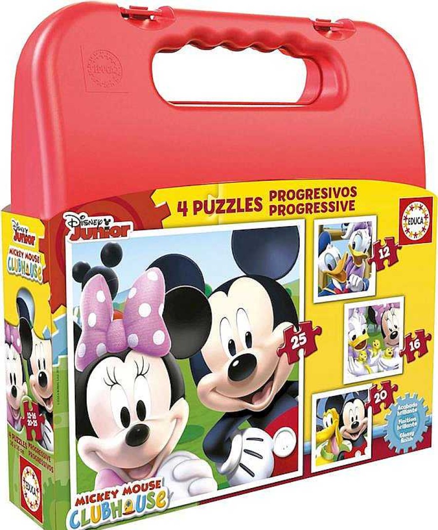 Puzzles Educa Borrás | 4 Puzzles Progresivos Mickey Mouse De Educa