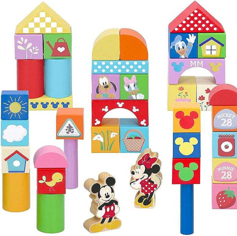 Juguetes Para Beb S Color Baby | Bote Bloques Madera Mickey & Minnie