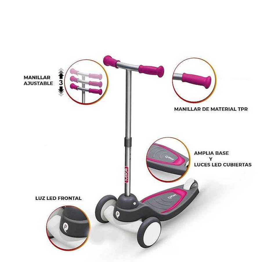 Juguetes Aire Libre Ociotrends | Patinete Scooter Mika Qplay Rosa