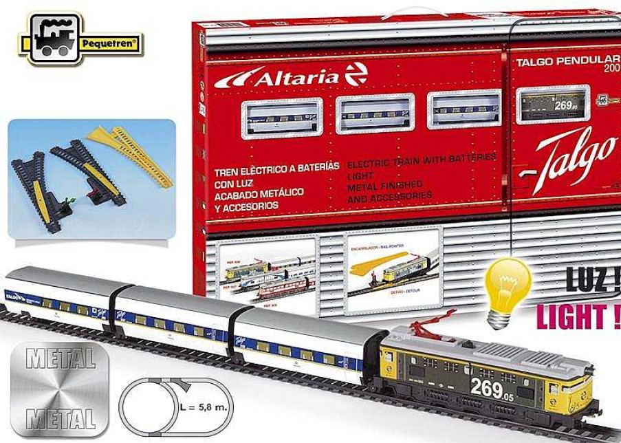 Veh Culos De Juguete Pequetren | Tren Talgo Pendular 200, Met Lico, Con Luz Y Desvios De Pequetren