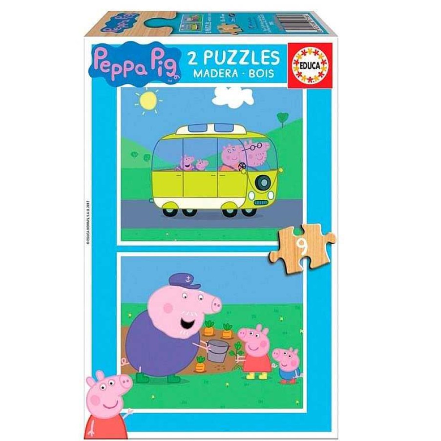 Puzzles Educa Borrás | 2 Puzzles De 9 Piezas Peppa Pig De Educa