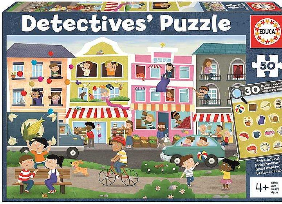 Puzzles Educa Borrás | Puzzle Observaci N Ciudad Detectives 50 Piezas