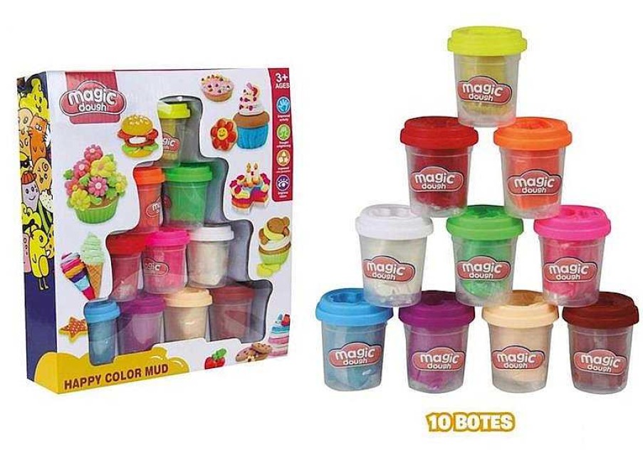 Juguetes Manualidades Infantiles JugaToys | 10 Botes Plastilina Magic Dough