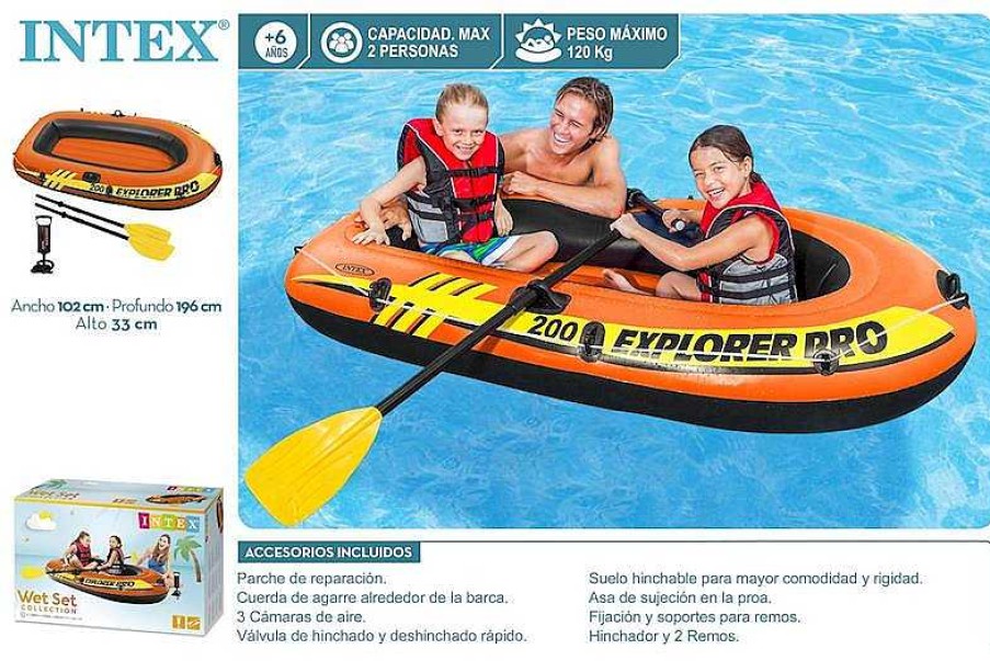 Juguetes Verano Intex | Barca Hinchable Explorer Pro200 Con Remos Y Bomba