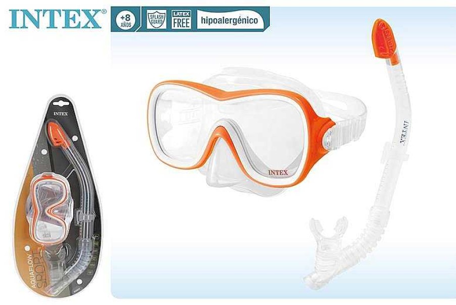 Juguetes Para Piscina Y Accesorios Intex | Conjunto Gafa Wave Rider Silicona Y Tubo Respirador Intex