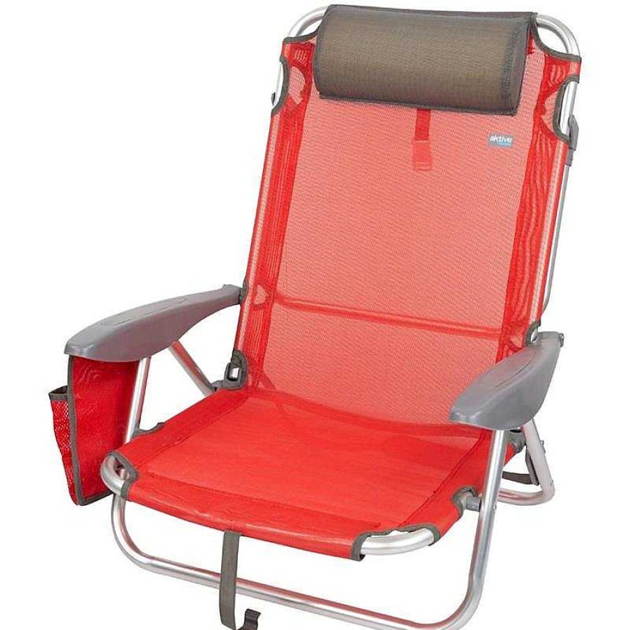 Juguetes Verano Color Baby | Silla Baja Playa Con Coj N Rojo Aktive Beach