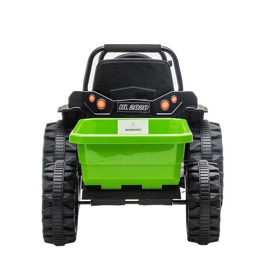 Coches El Ctricos Infantiles Ociotrends | Tractor Bater A Con Remolque Verde