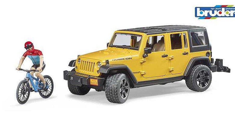 Veh Culos De Juguete Bruder | Coche Jeep Wrangler U.R. Con Ciclista