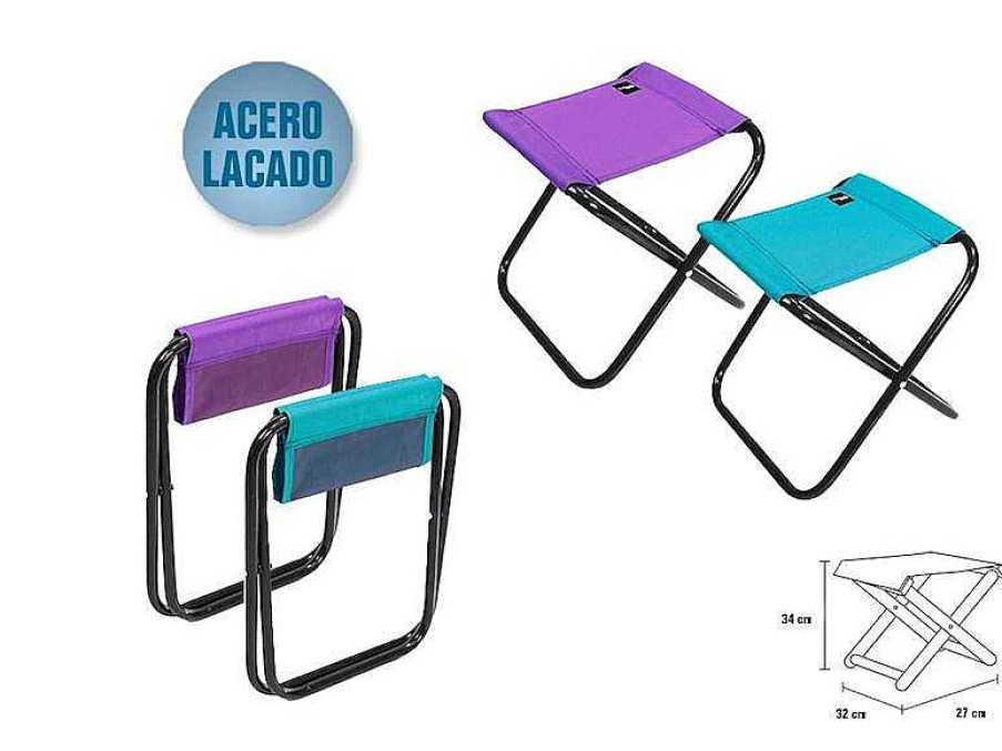 Juguetes Aire Libre Poessa | Taburete Acero Plegable Polyester