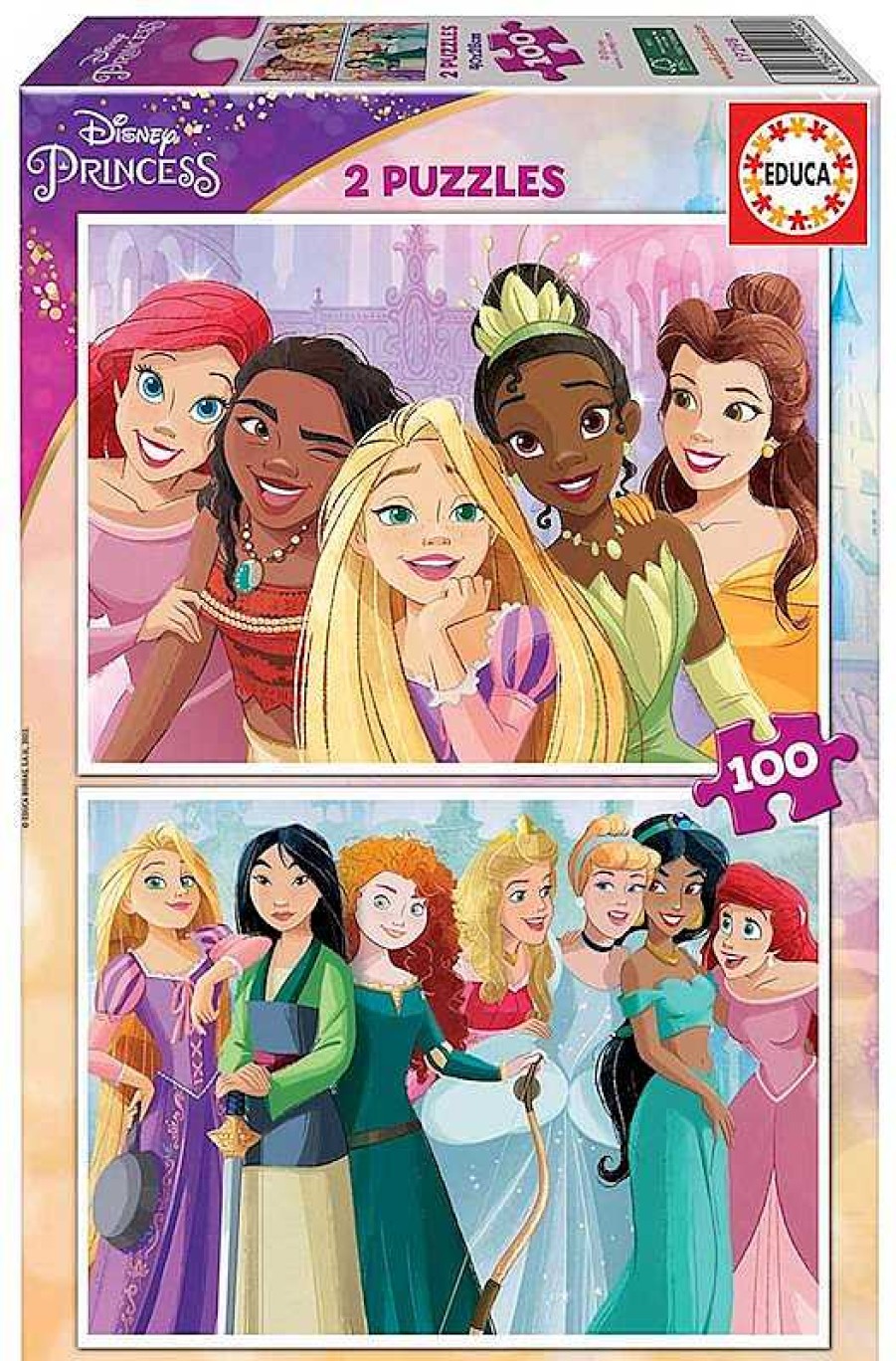 Puzzles Educa Borrás | Puzzle Princesas Disney 2X100 Piezas