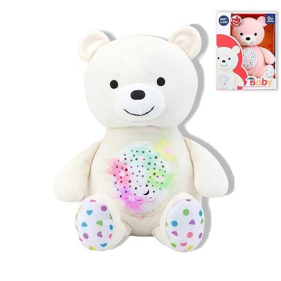 Peluches Reig | Proyector Musical Osito Blanco Peluche 30 Cm