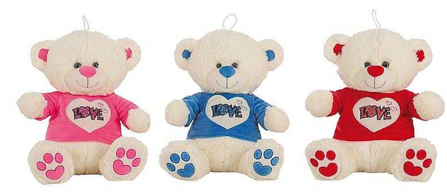 Peluches Creaciones Llopis | Peluche Oso Camiseta Love Purpurina 50 Cm