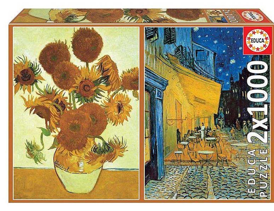 Puzzles Educa Borrás | Puzzle 2X1000 Los Girasoles Y Terraza De Caf Por A Noche De V. Van Gogh