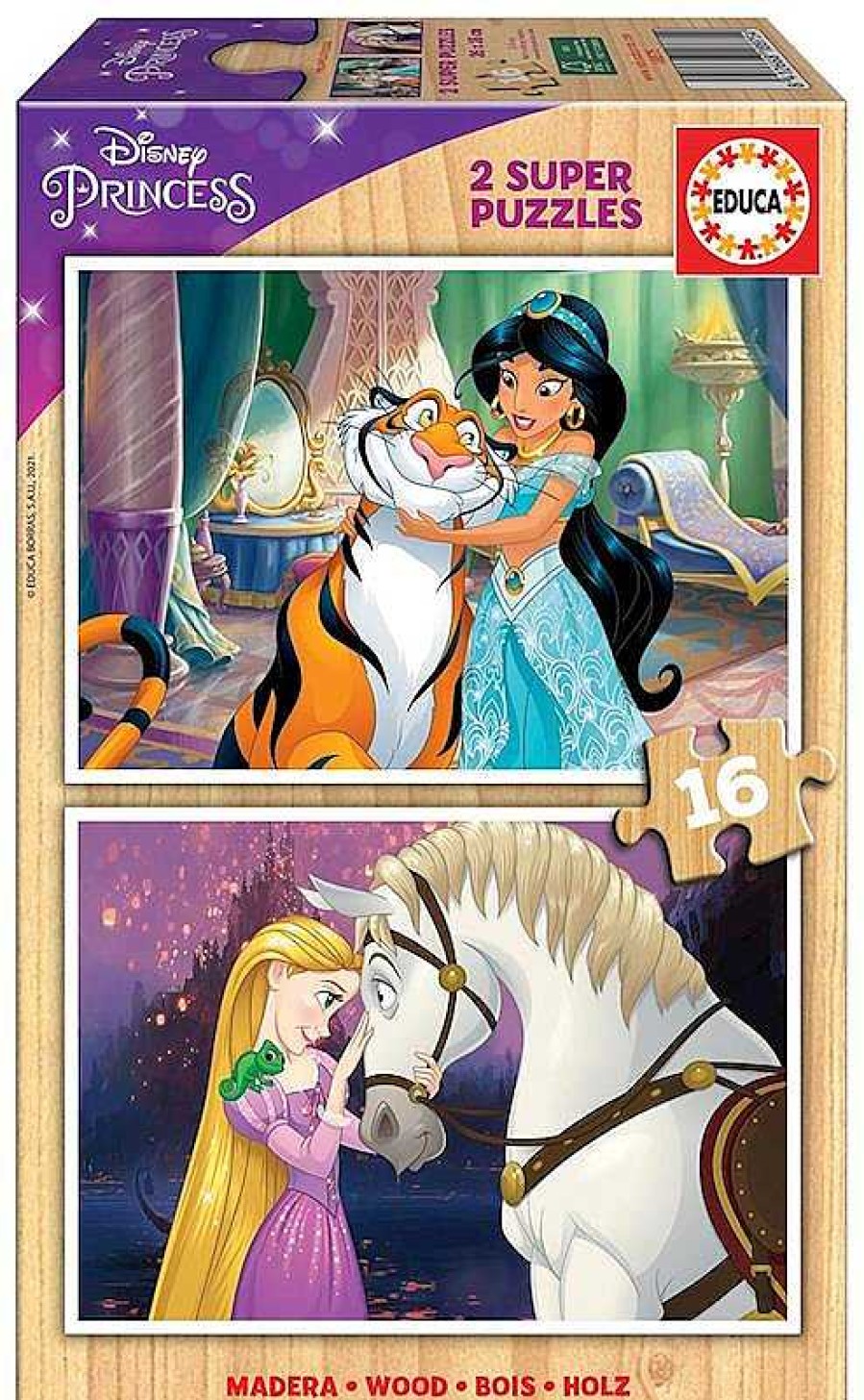 Puzzles Educa Borrás | Puzzle 16 Piezas Princesas Disney Rapunzel Y Aladdin