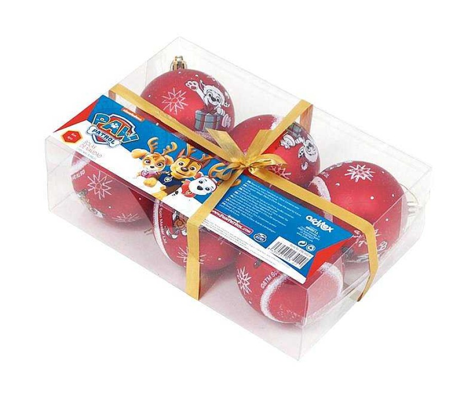 Adornos Navide Os Safta | Bolas Navidad Patrulla Canina Pack 6 Rojo