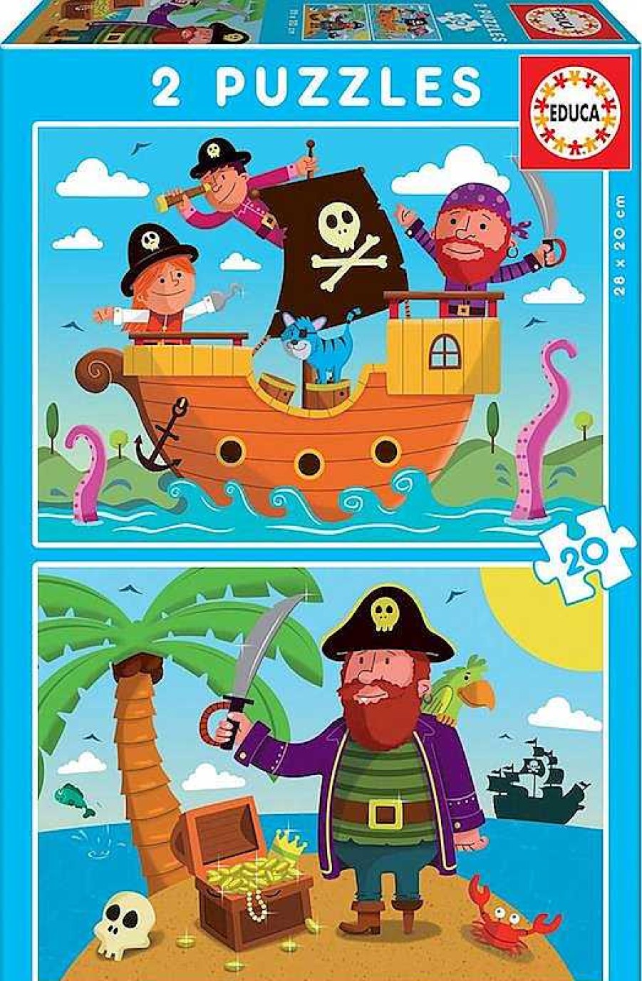 Puzzles Educa Borrás | Puzzle Piratas 20 Piezas 2 Unidades