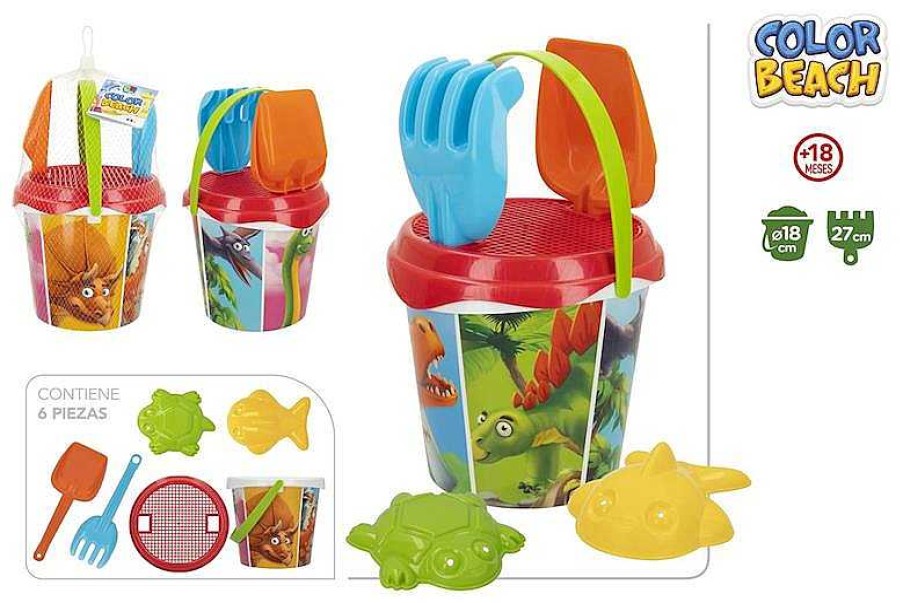 Juguetes Verano Color Baby | Cubo Playa Fantasy Dinos Con Pala Y Accesorios