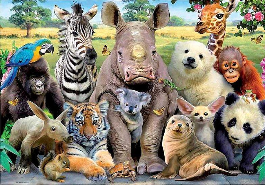 Puzzles Educa Borrás | Puzzle 300 Piezas Selfie Animales Foto De Clase