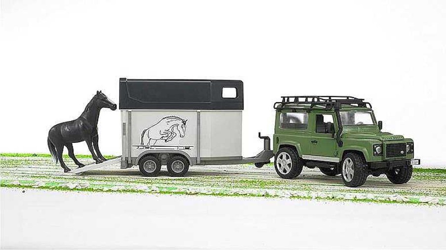 Veh Culos De Juguete Bruder | Coche Land Rover Con Transporte Caballos Bruder