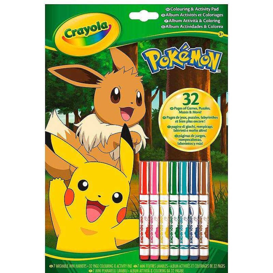 Juegos Del Hogar Crayola | Libro Actividades Pokemon 7 Rotuladores