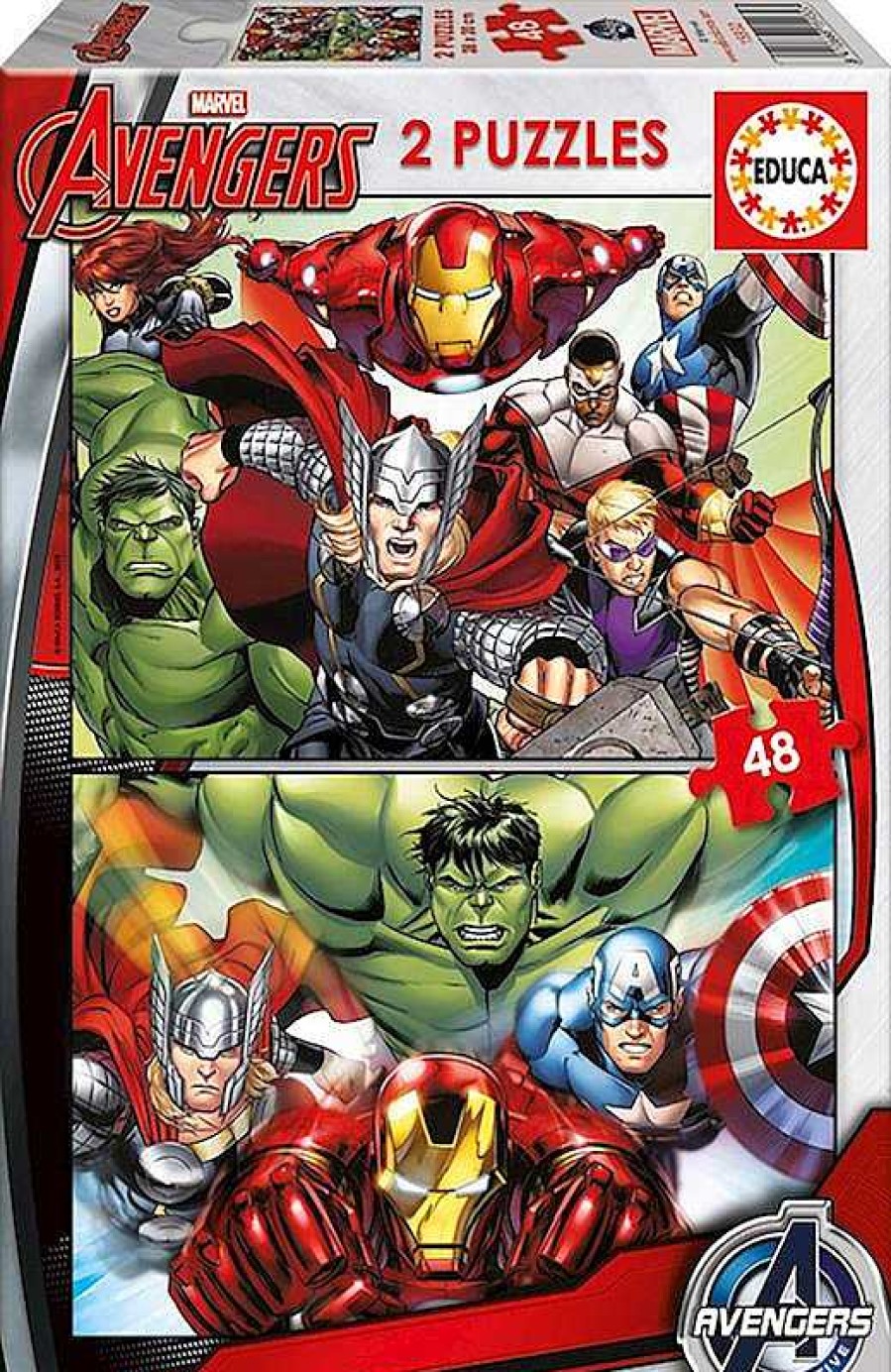 Puzzles Educa Borrás | 2 Puzzles De 48 Piezas De Avengers De Educa