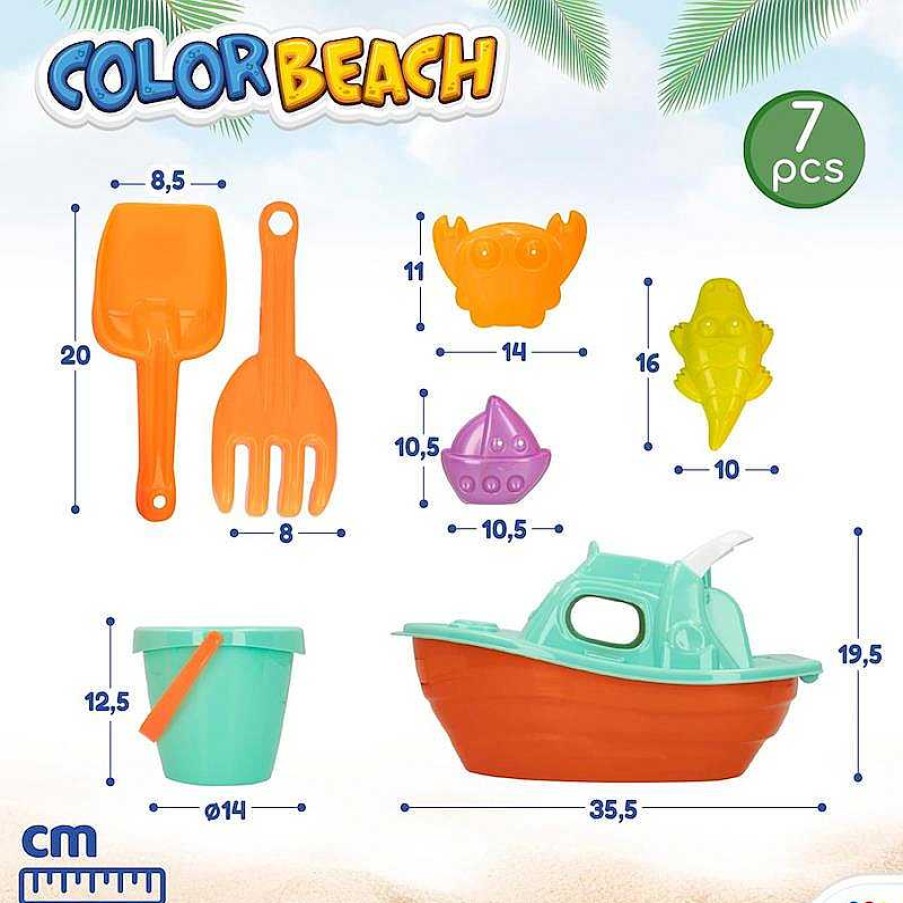 Juguetes Verano Color Baby | Cubo Playa Con Pala, Rastrillo Y Moldes