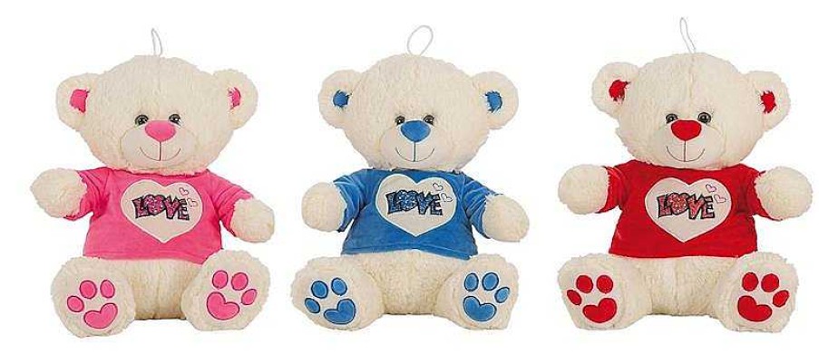 Peluches Creaciones Llopis | Peluche Oso Camiseta Love Purpurina 32 Cm