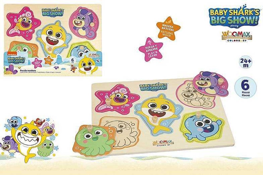 Puzzles Color Baby | Puzle Encajable De Madera Baby Shark