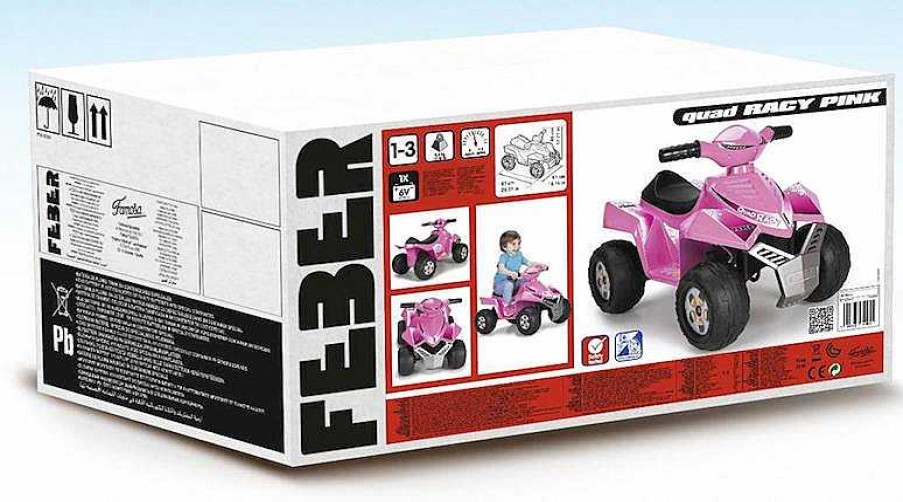 Coches El Ctricos Infantiles Feber | Feber Quad Bateria Racy Pink Famosa