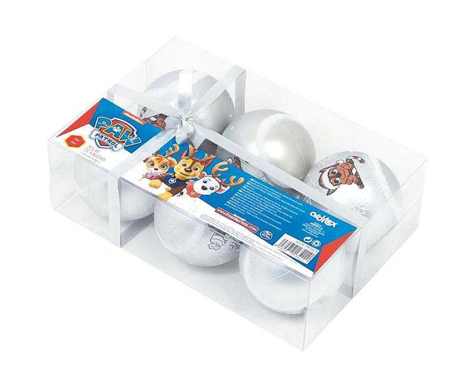 Adornos Navide Os Safta | Bolas Navidad Patrulla Canina Pack 6 Plata