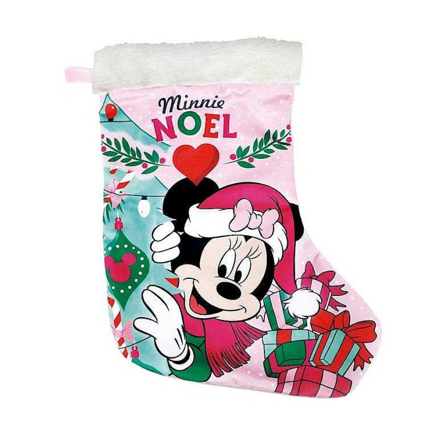 Adornos Navide Os Safta | Calcet N Papa Noel 42Cm Minnie Lucky