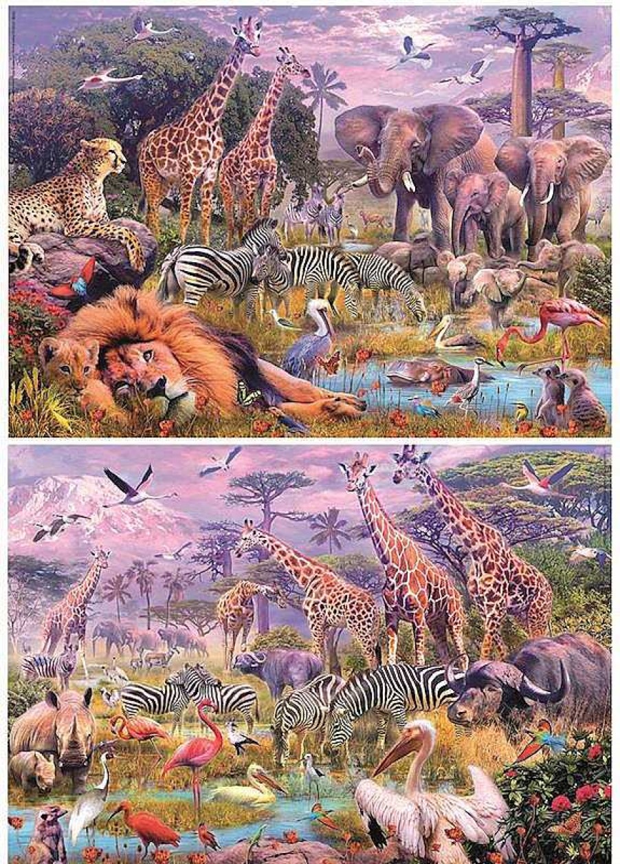 Puzzles Educa Borrás | Puzzle Animales Salvajes 2X100 Piezas