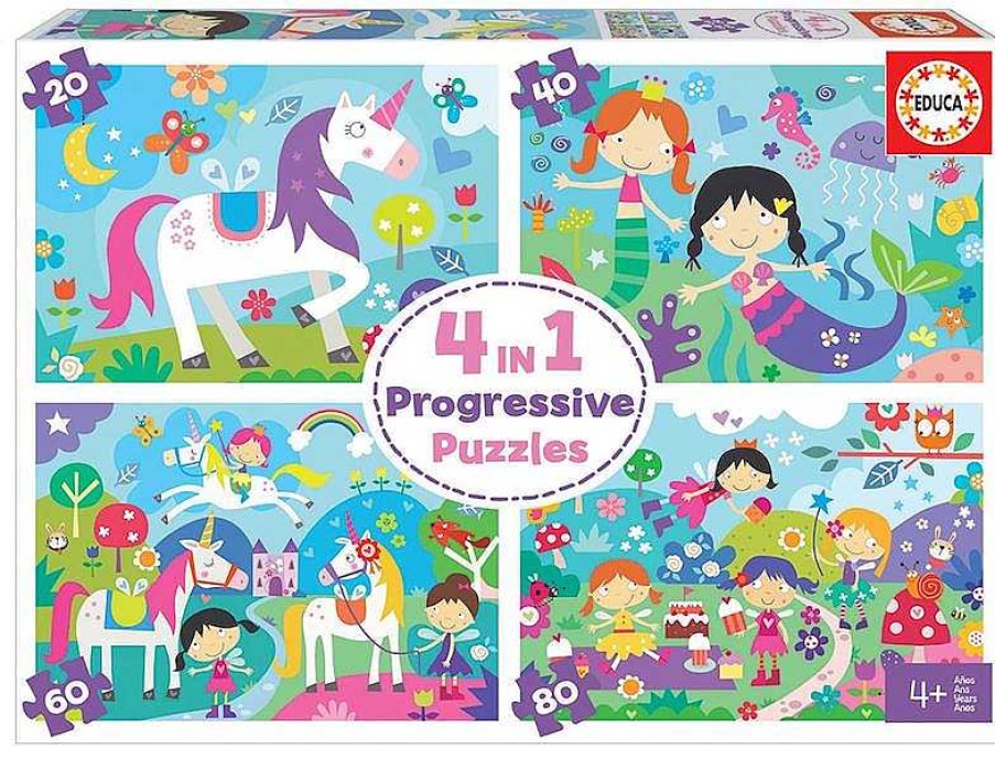 Puzzles Educa Borrás | Puzzle Progresivo Infantil 4 En 1 Mundo De Fantas A