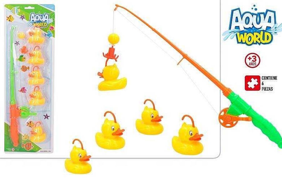 Juguetes Aire Libre Color Baby | Pesca Aqua World Con Ca A Y 5 Patitos