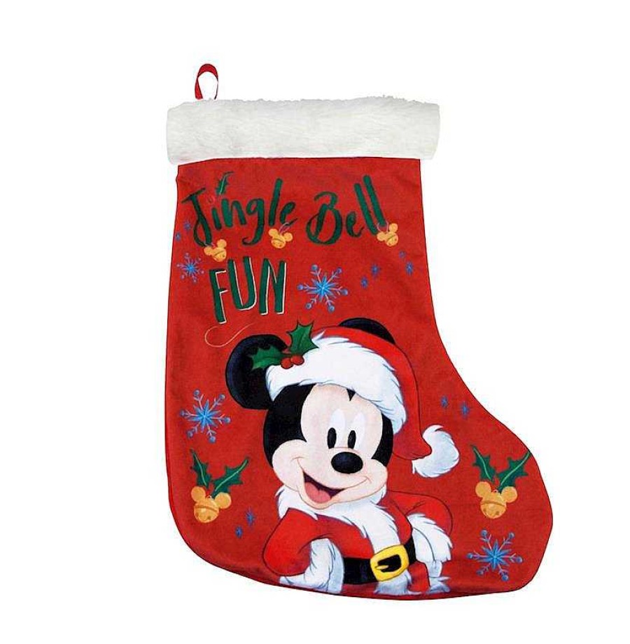 Adornos Navide Os Safta | Calcet N Papa Noel 42Cm Mickey Happy Smiles