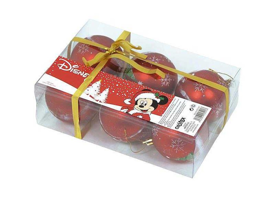 Adornos Navide Os Safta | Bolas Navidad Mickey Happy Smiles Pack 6 Rojo