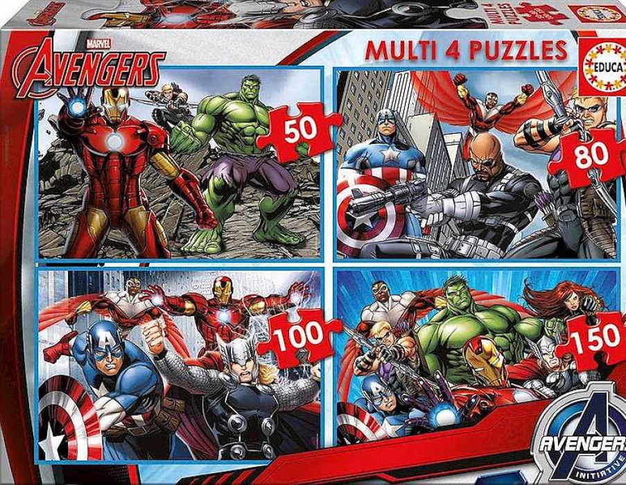 Puzzles Educa Borrás | 4 Puzzles Progresivos De Avengers De Educa